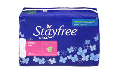 Serviettes StayFree à 1$