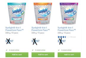 14 sachets à lessive Sunlight à 0.97$