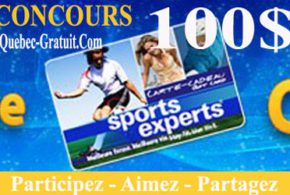 Carte cadeau Sports Experts de 100 $