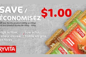 Coupon de 1$ sur tout Pain croustillant RyVita