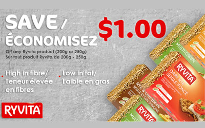 Coupon de 1$ sur tout Pain croustillant RyVita