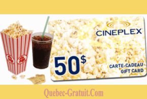 Une des deux cartes cadeau Cinémas Cineplex de 50$