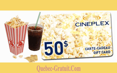 Une des deux cartes cadeau Cinémas Cineplex de 50$