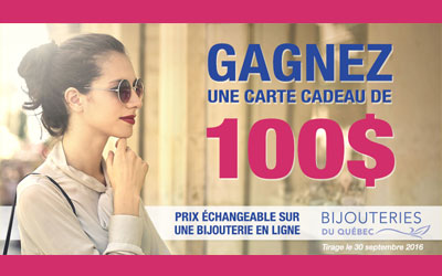 100 $ dans leurs Bijouteries en Ligne