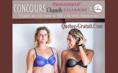 100$ en carte cadeau à dépenser chez Lilianne lingerie