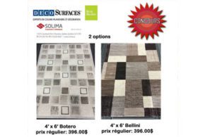 Carpette 4' x 6' de 396$