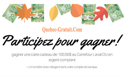 Concours gagnez 100$ en argent comptant