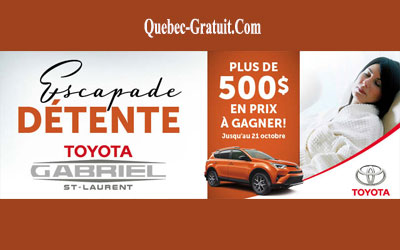 Concours gagnez un Forfait Escapade Détente Toyota