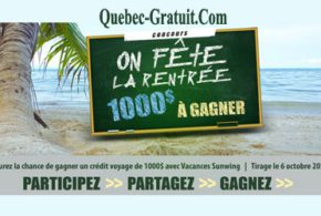 Crédit voyage de 1000$ pour un produit de Vacances Sunwing