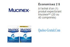 Rabais de 2$ sur un produit expectorant Mucinex