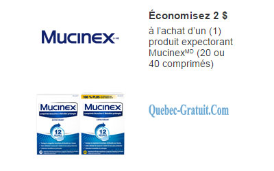 Rabais de 2$ sur un produit expectorant Mucinex