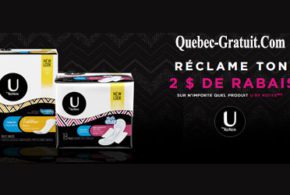 2$ de rabais à l’achat d’un produit U by Kotex