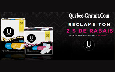 2$ de rabais à l’achat d’un produit U by Kotex