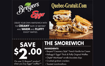 2$ de rabais sur de la crème glacée Breyer’s + gauffres Eggo