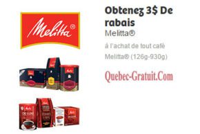 3$ de rabais sur le café Melitta