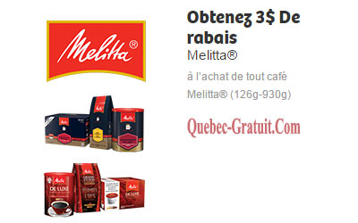 3$ de rabais sur le café Melitta