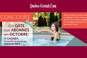 Concours gagnez 2 nuitées en suite condo à l'auberge du Mont-Orford