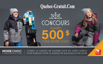 Concours gagnez 500$ chez Mode Choc