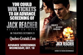 Concours gagnez des Billets pour l'avant-première de Jack Reacher Never Go Back