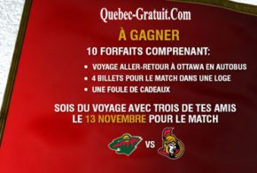 Concours gagnez un Forfait pour assister à un match de hockey à Ottawa