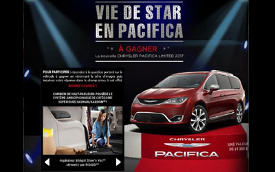 Concours gagnez un Véhicule Pacifica Limited 2017 de 61350$