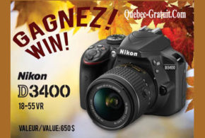 Concours gagnez un appareil photo NIKON D3400 18-55 VR