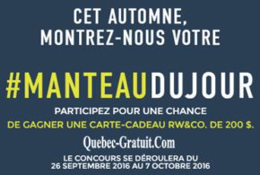 Concours gagnez une Carte cadeau RW&CO de 200 $