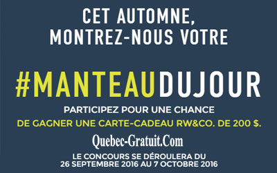 Concours gagnez une Carte cadeau RW&CO de 200 $