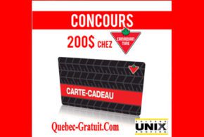 Concours gagnez une carte cadeau de 200$ chez Canadian Tire