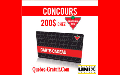 Concours gagnez une carte cadeau de 200$ chez Canadian Tire