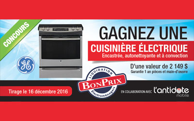 Concours gagnez une cuisinière électrique GE de 2149$