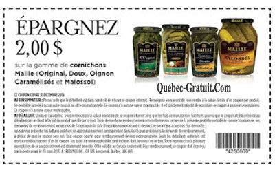 Rabais de 2$ à l'achat de pot de cornichons Maille