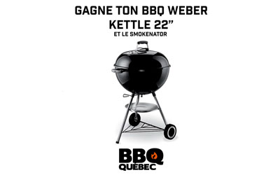 Concours gagnez un Weber Kettle 22'' Silver et un Smokenator