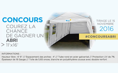 Concours gagnez un abri pour votre voiture