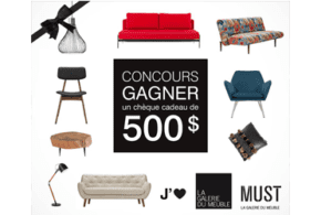 Concours gagnez un chèque cadeau La Galerie du Meuble de 500$