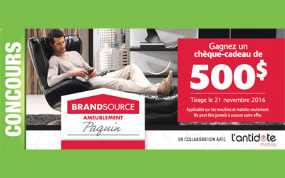 Concours gagnez un chèque-cadeau de 500 $