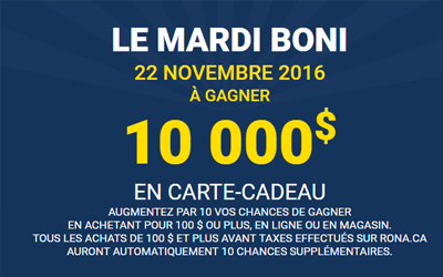 Concours gagnez une Carte-cadeau Rona de 10000$