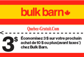 Coupon de 3$ à l’achat de 10$ ou plus chez Bulk Barn
