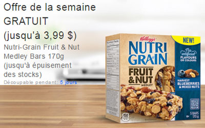 Barres Nutri-Grain Fruit & Nut Medley Gratuites