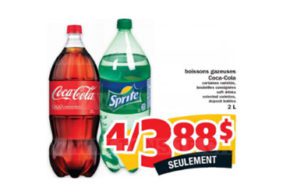 Boissons gazeuses Coca-Cola et Sprite (2L) à 0.97$