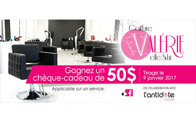 Concours gagnez 50$ sur un service chez Coiffure Valérie elle & lui