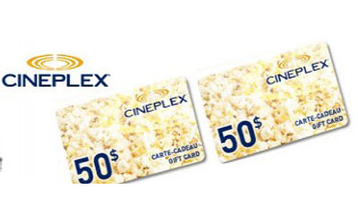 Concours gagnez des cartes-cadeaux Cinémas Cineplex de 50$