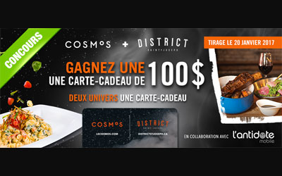 Concours gagnez un Certificat-cadeau de 100$ valide dans les quatre Cosmos