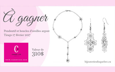 Concours gagnez un Ensemble pendentif et boucles d'oreilles argent