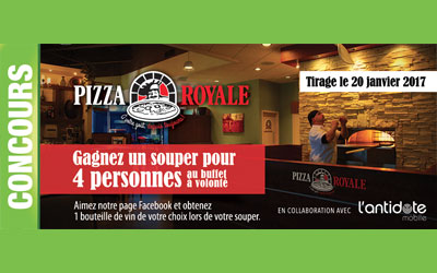 Concours gagnez un Souper au restaurant Pizza Royale Hamel