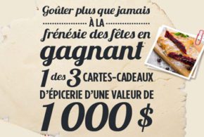 Concours gagnez une carte-cadeau d’épicerie de 1000 $