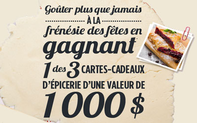 Concours gagnez une carte-cadeau d’épicerie de 1000 $