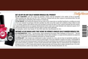 Coupon de 4$ à l’achat d’un vernis à ongles Sally Hansen Miracle gel