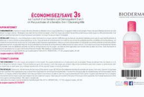 Coupons de 3$ à l’achat de lait démaquillant 3 en 1 Bioderma Sensibio