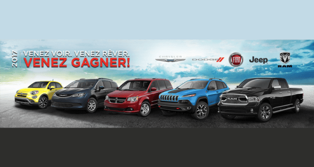 Concours gagnez un Véhicule Chrysler, Jeep, Dodge, Ram ou FIAT 2017 2018